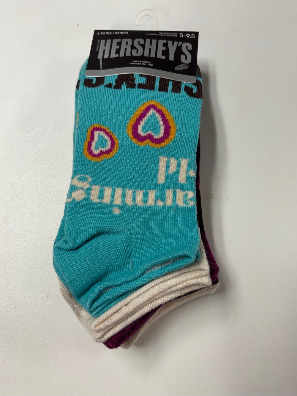 Hershey's Men's Low-Cut Socks - Turquoise Heart Pattern (6-Pack)